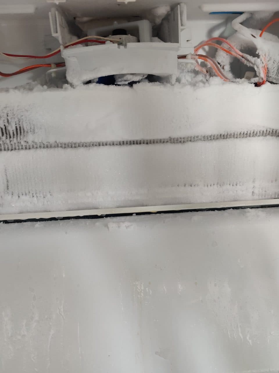 Frosted evaporator coil: Whirlpool refrigerator, model WRX735SDBM04 (refrigerator repair in Greenacres, FL, July 2026)