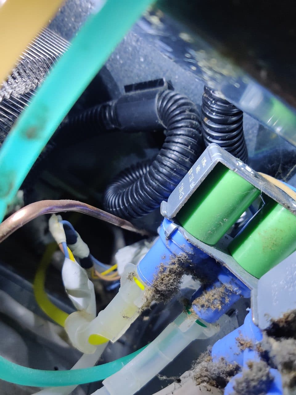 Water inlet valve close-up: Frigidaire refrigerator, model FRSC2333AS0 (refrigerator repair in Greenacres, FL, July 2026)